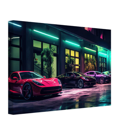 Neon-Lit Luxury Cars