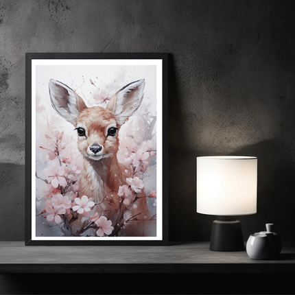 Deer Among Flowers