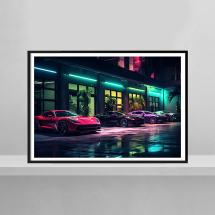 Neon-Lit Luxury Cars