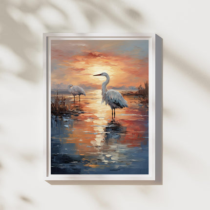 Cranes At Sunset