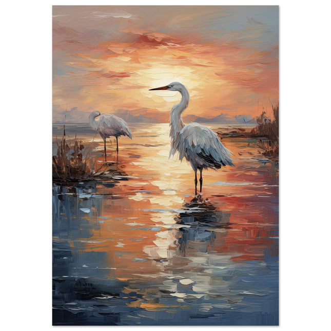Cranes At Sunset