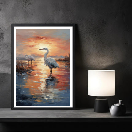 Cranes At Sunset