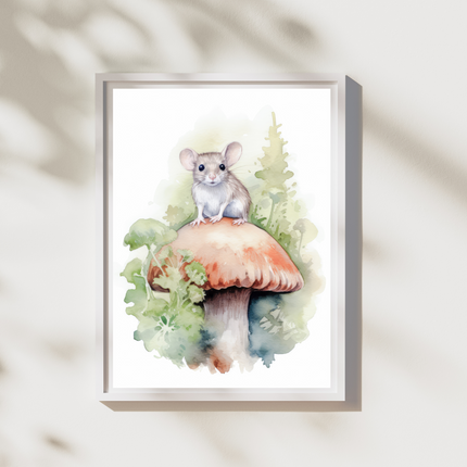 Mouse Chilling On Mushroom