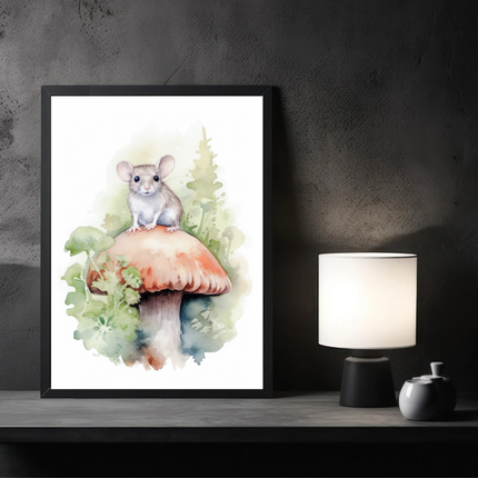 Mouse Chilling On Mushroom