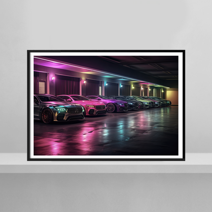 Neon-Lit Parking Lot
