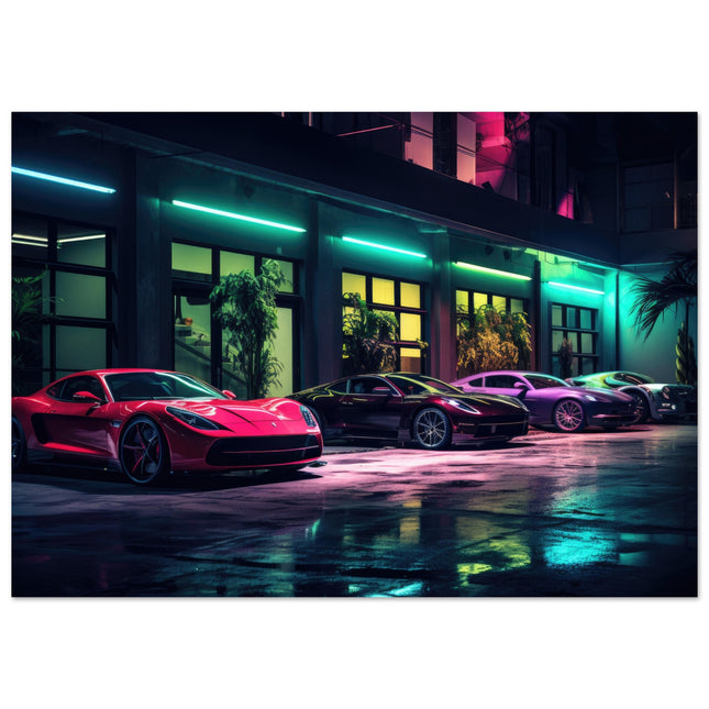 Neon-Lit Luxury Cars