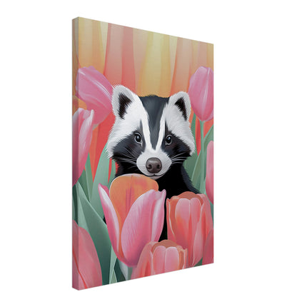 Skunk in Tulips